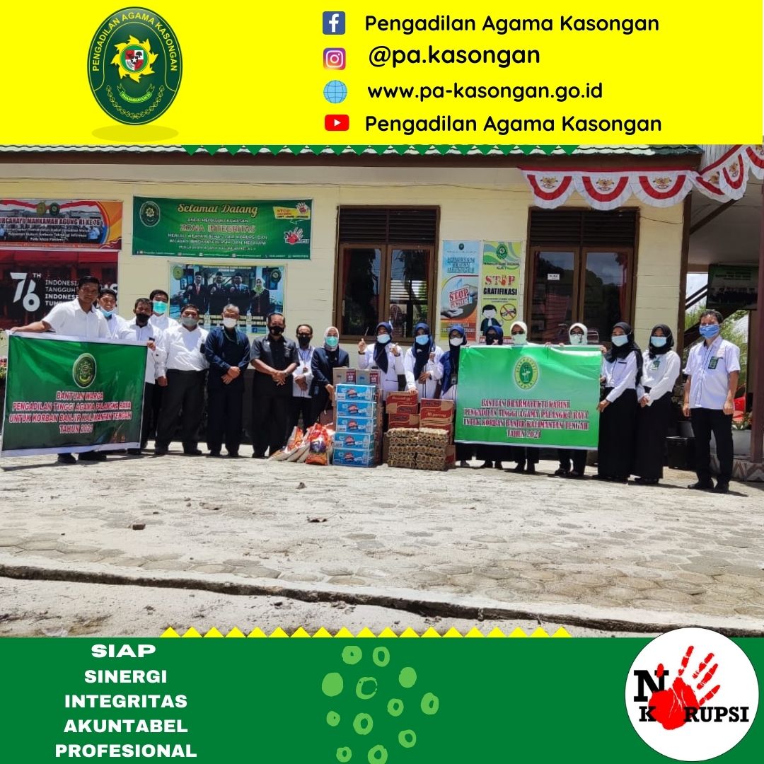 PA Kasongan Mendapatkan Bantuan Sosial dari PTA Palangka Raya dan Dharmayukti Cabang PTA Palangka Raya