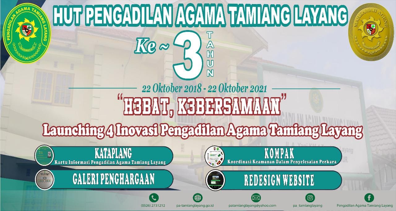 HUT yang ke- 3 Pengadilan Agama Tamiyang layang  Lauching 4 Inovasi