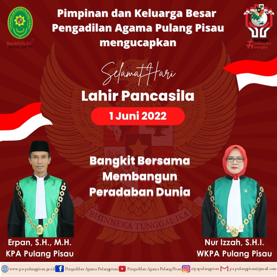 Pengadilan Agama Pulang Pisau Mengucapkan Selamat Hari Lahir Pancasila