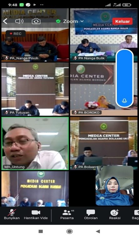 Sekretaris Pengadilan Agama Kasongan Ikuti Zoom Meeting Monitoring Evaluasi Anggaran