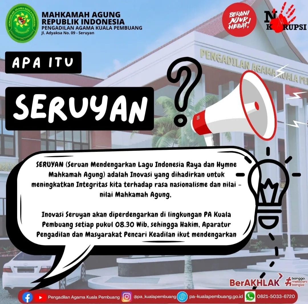 Perkuat Integritas dan Nasionalisme, PA Kuala Pembuang Luncurkan Inovasi SERUYAN