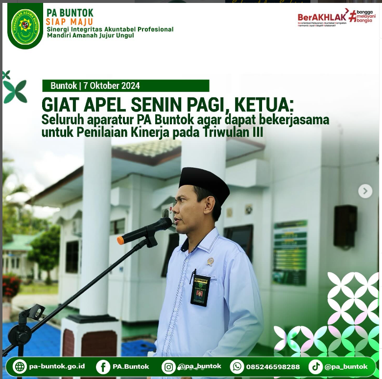 Giat Apel Senin Pagi pada Pengadilan Agama Buntok, 7 OKtober 2024 | (7/10/2024)