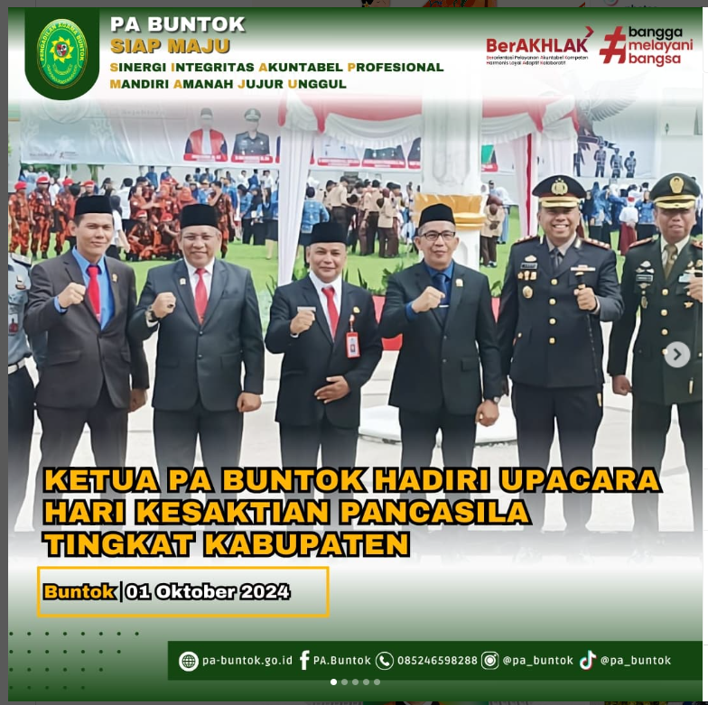 KETUA PA BUNTOK HADIRI UPACARA HARI KESAKTIAN PANCASILA TINGKAT KABUPATEN | (1/10/2024)