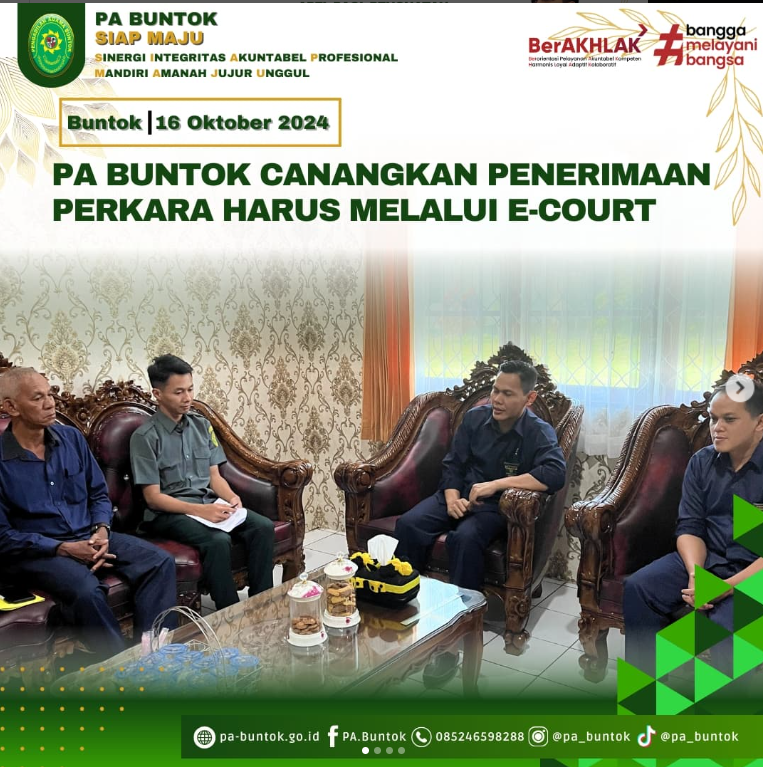 PA Buntok Canangkan Penerimaan Perkara Harus Melalui E-Court | (16/10/2024)