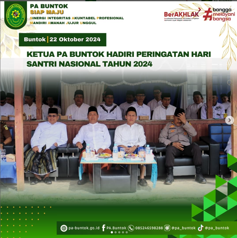 Ketua PA Buntok Hadiri Peringatan Hari Santri Nasional Tahun 2024 | (22/10/2024)