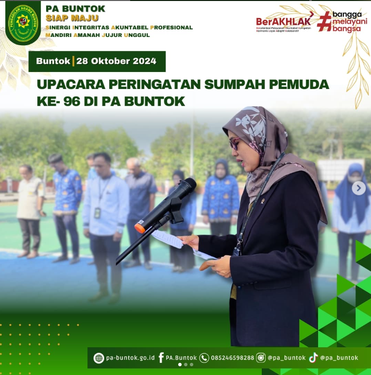 Upacara Peringatan Hari Sumpah Pemuda ke- 96 di PA Buntok | (28/10/2024)
