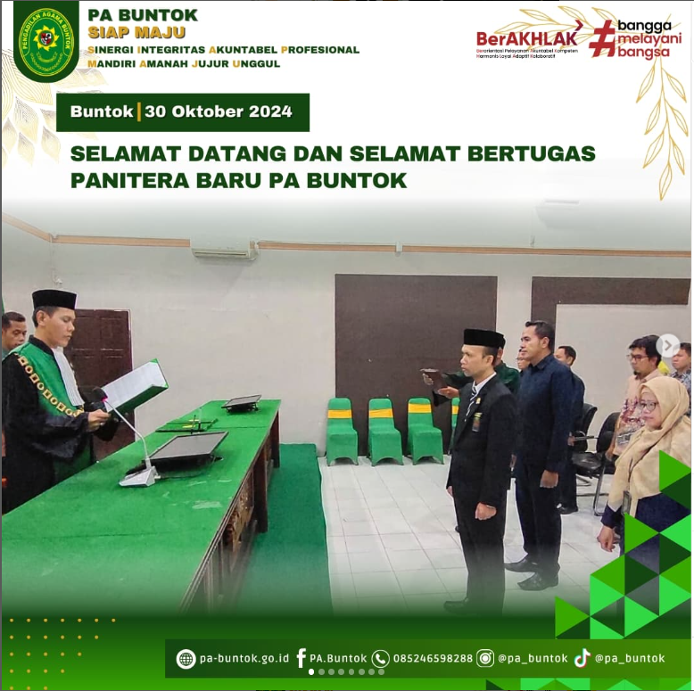 Selamat Datang dan Selamat Bertugas Panitera Baru PA Buntok | (30/10/2024)