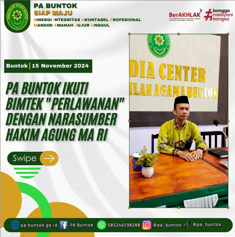 PA Buntok Ikuti Bimtek “Perlawanan Eksekusi” Dengan Narasumber Hakim Agung MA RI | (15/11/2024)