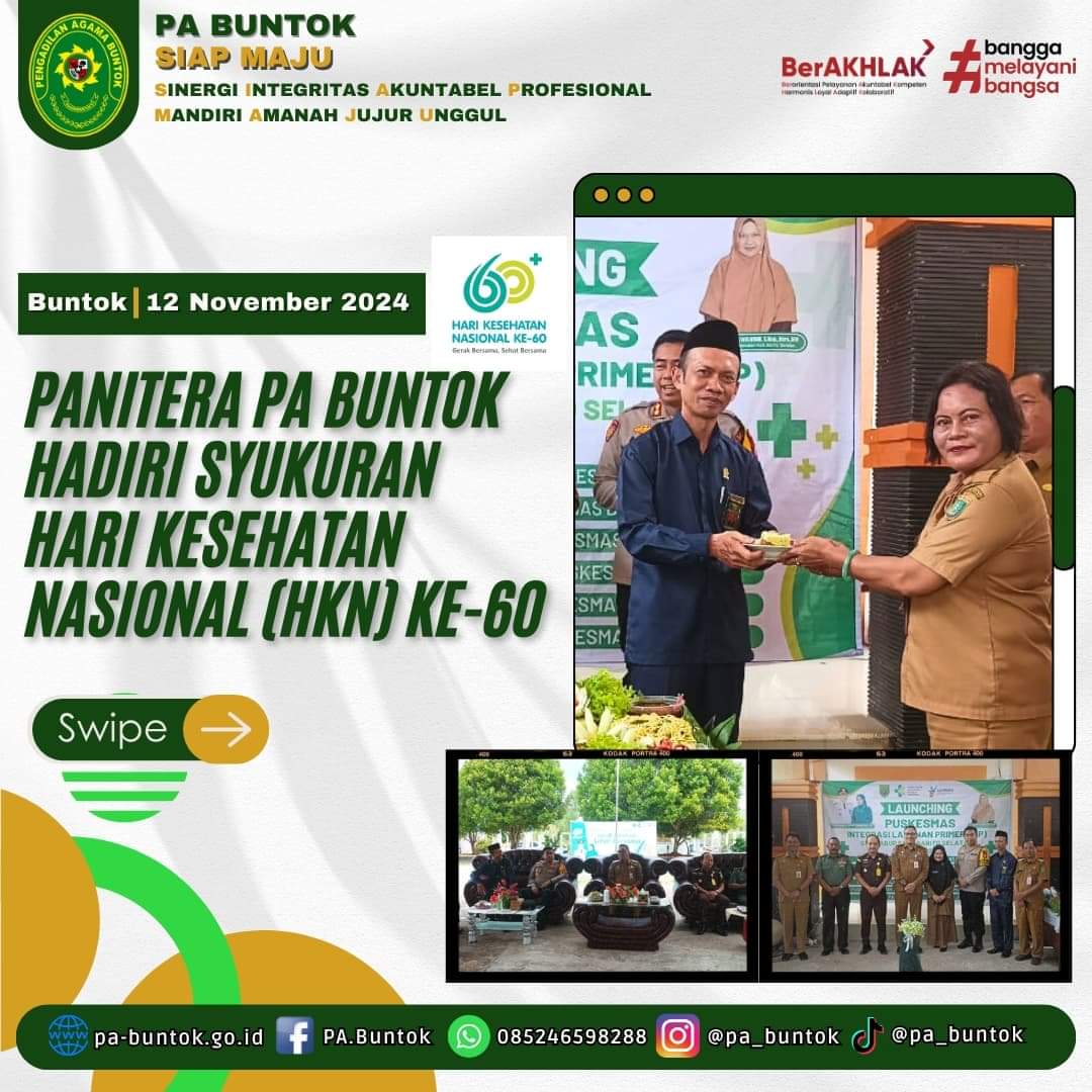 Panitera PA Buntok Hadiri Syukuran Hari Kesehatan Nasional (HKN) Ke-60 | (12/11/2024)