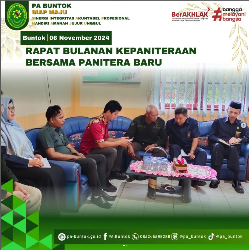Rapat Bulanan Kepaniteraan PA Buntok Bersama Panitera Baru (06/11/2024)