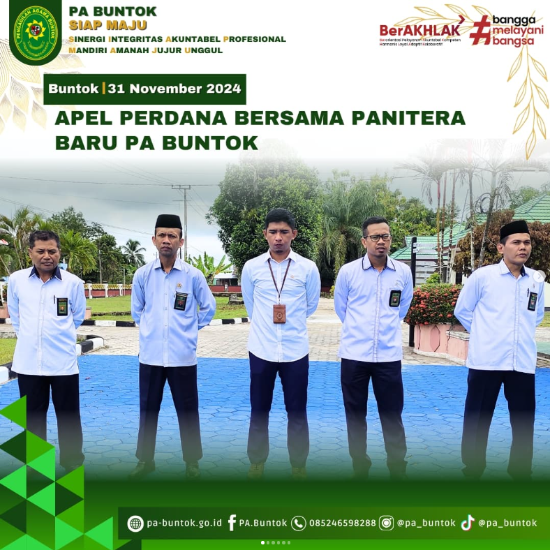 Apel Perdana Bersama Panitera Baru PA Buntok, Muhammad Najmuddin, S.Ag. (04/11/2024)