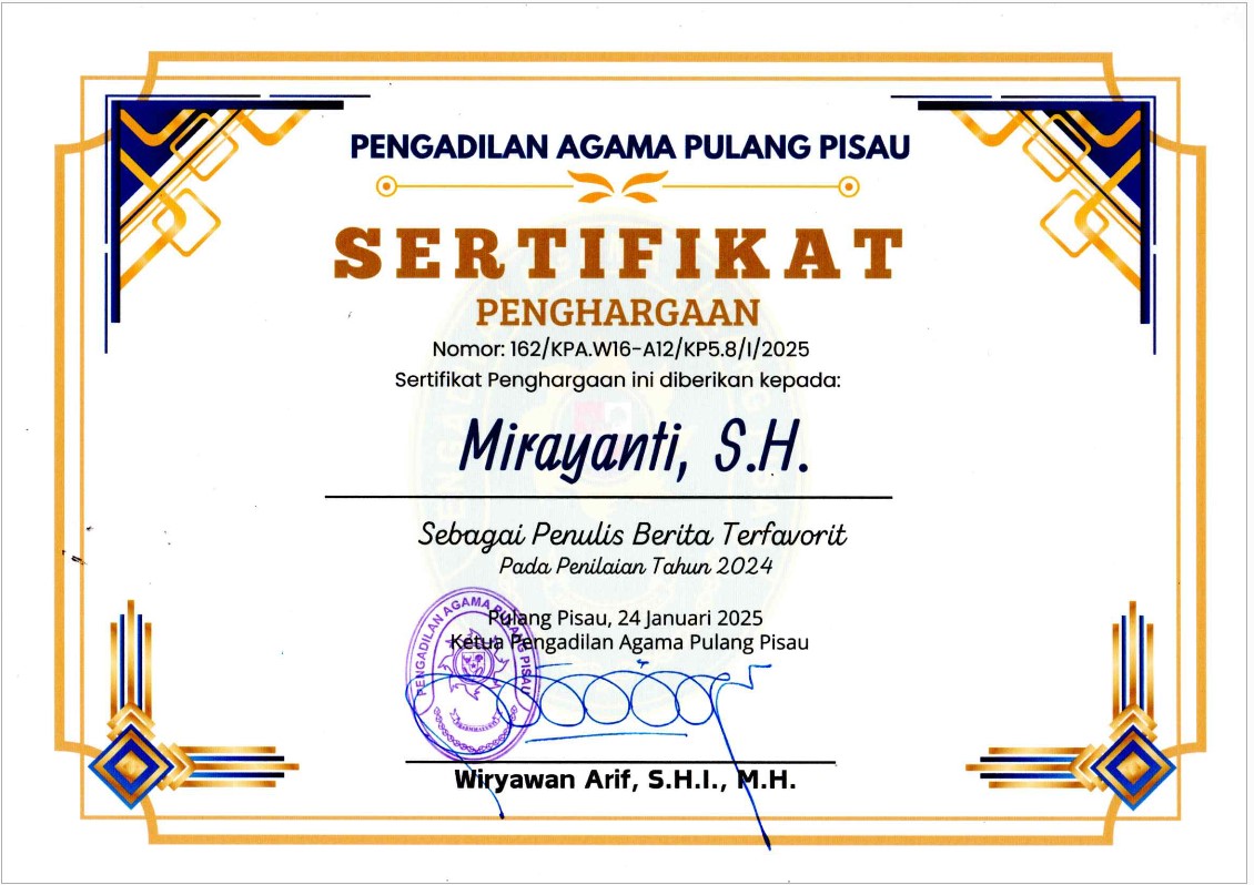 Penulis Berita Terfavorit Pengadilan Agama Pulang Pisau di Tahun 2024