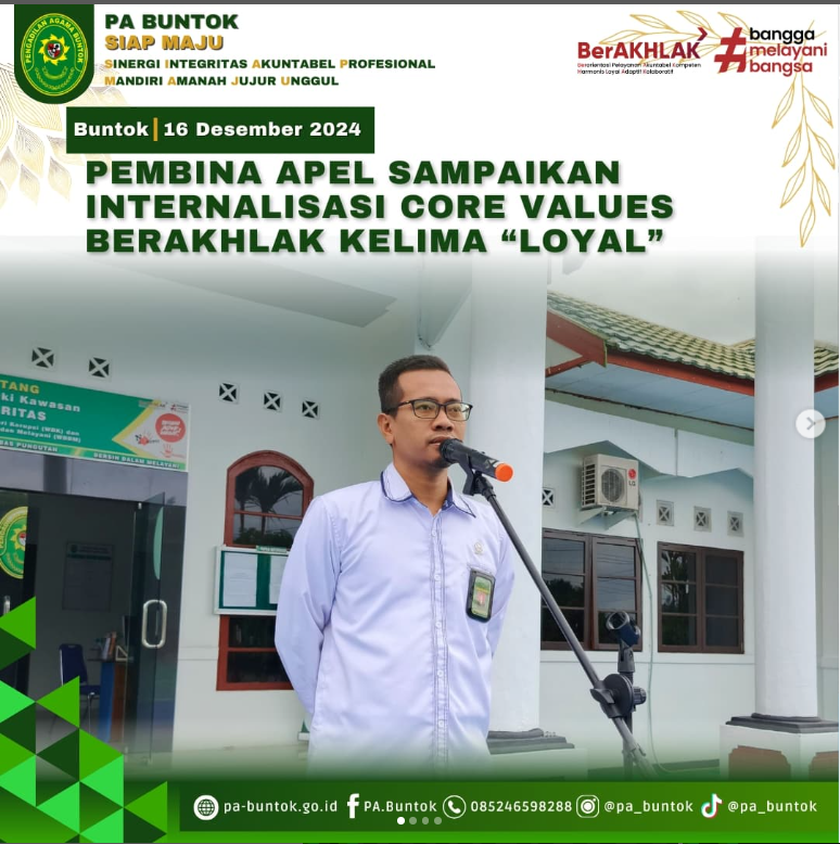 Giat Apel Senin Pagi: Pembina Apel Sampaikan Internalisasi Core Values Berakhlak Kelima “Loyal” | (16/12/2024)