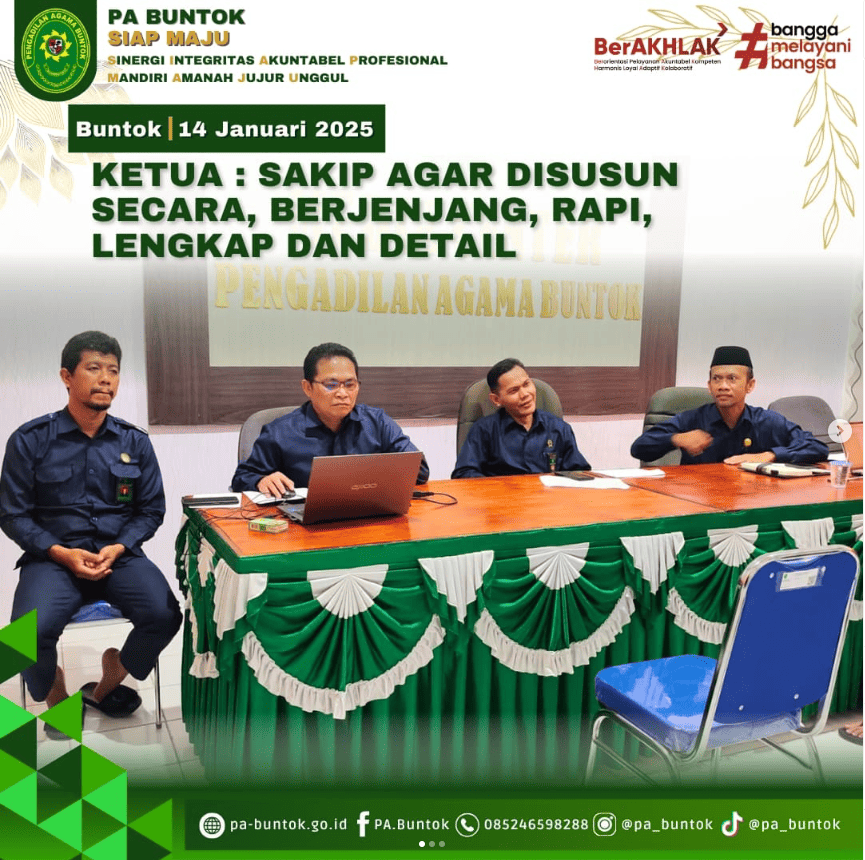 Ketua PA Buntok : Sakip Agar Disusun Secara Berjenjang, Rapi, Lengkap Dan Detail | (14/01/2025)