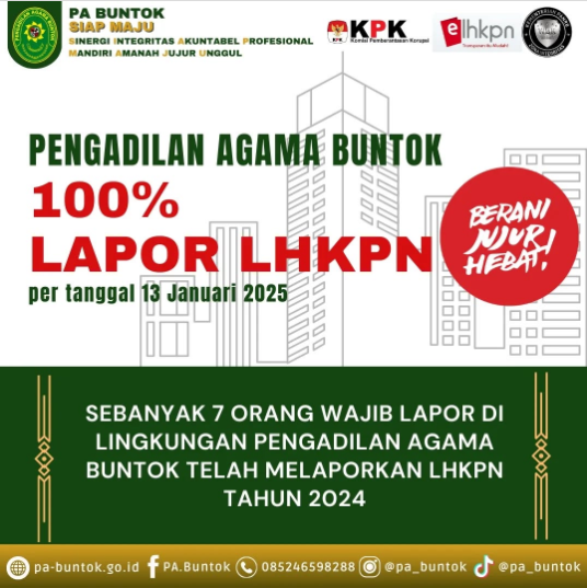 Pelaporan LHKPN PA Buntok Capai 100% | (13/01/2025)