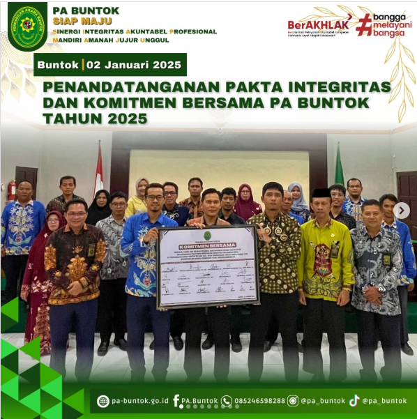 Penandatanganan Pakta Integritas dan Komitmen Bersama PA Buntok Tahun 2025 | (02/01/2025)