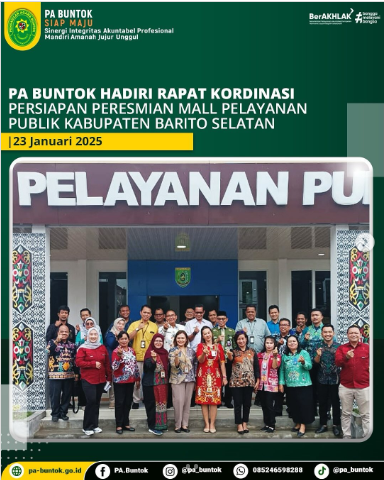 PA Buntok Hadiri Rapat Kordinasi Persiapan Peresmian Mall Pelayanan Publik (MPP) Kabupaten Barito Selatan | (23/01/2025)