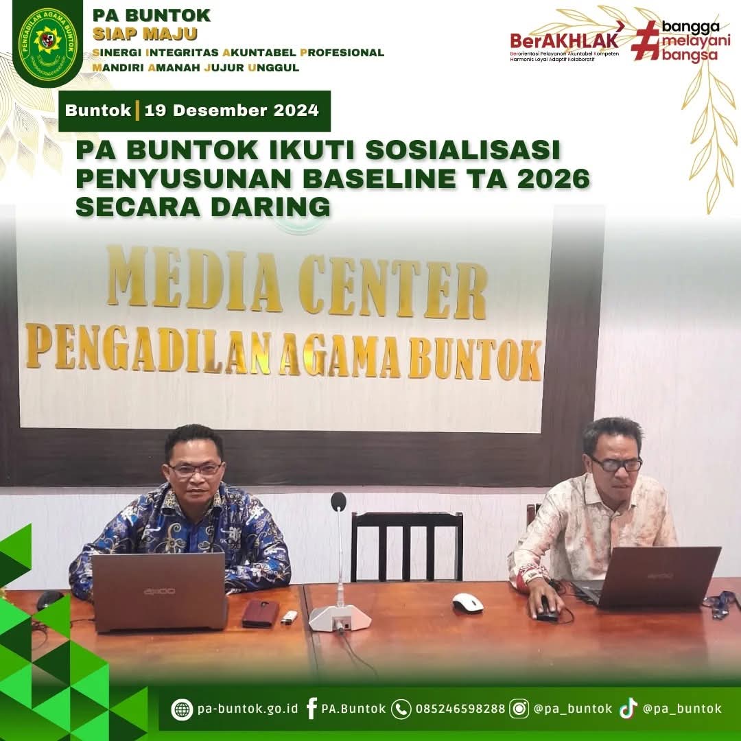 PA Buntok Ikuti Sosialisasi Penyusunan Baseline TA 2026 Secara Daring I (19/12/2024)