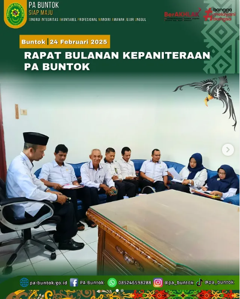 Kepaniteraan PA Buntok Gelar Rapat Monev Bulanan | (24/02/2025)