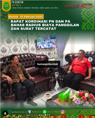 PA Buntok Jalin Rapat Kordinasi dengan PN Buntok Bahas Radius Biaya Panggilan dan Surat Tercatat | (07/02/2025)