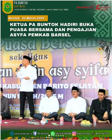 Ketua PA Buntok Hadiri Buka Puasa Bersama dan Pengajian Asyifa Pemkab Barsel | (05/03/2025)