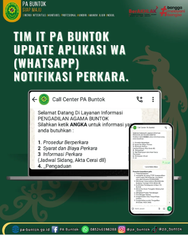 Tim IT PA Buntok Update Layanan Whatsapp Response Informasi Perkara | (27/02/2025)