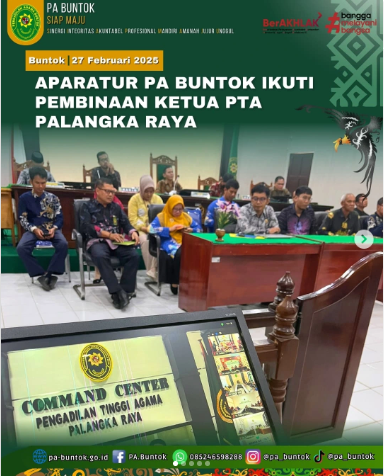 Aparatur PA Buntok Ikuti Pembinaan Ketua PTA Palangka Raya Secara Daring | (27/02/2025)