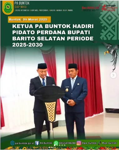 Ketua PA Buntok Hadiri Pidato Perdana Bupati Barito Selatan Periode 2025-2030 | (04/03/2025)