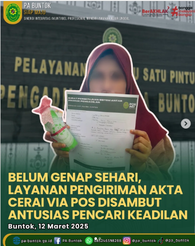 Belum Genap Sehari, Layanan Pengiriman Akta Cerai via Pos Disambut Antusias Pencari Keadilan | (12/03/2025)