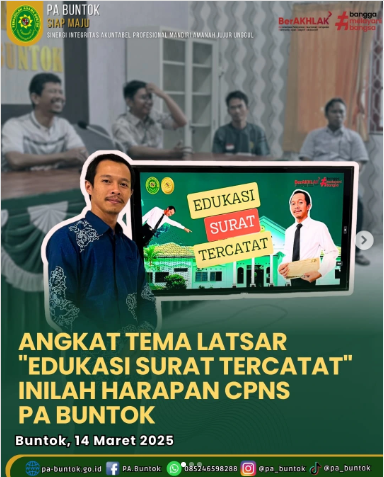 CPNS PA Buntok Adakan Sosialisasi Kegiatan Aktualisasi Latsar, Angkat Tema “Edukasi Surat Tercatat” | (14/03/2025)
