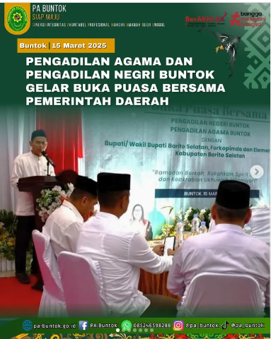 Pengadilan Negeri Buntok dan Pengadilan Agama Buntok Gelar Buka Puasa Bersama dengan Pemerintah Daerah Kabupaten Barito Selatan | (15/03/2025)