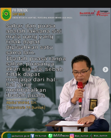 Sekretaris PA Buntok, Abdul Wahid, S.H. Sampaikan Kultum Edisi ke-5 dalam Rangkaian Kultum Ramadan PA Buntok | (17/03/2025)
