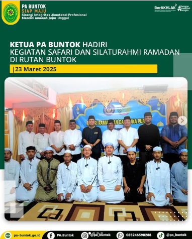 Ketua PA Buntok Hadiri Kegiatan Safari dan Silaturahmi Ramadan di Rutan Buntok | (21/03/2025)