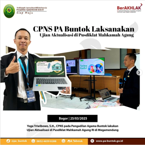 Yoga Triwibowo, S.H., (CPNS PA Buntok) Laksanakan Ujian Aktualisasi di Pusdiklat Mahkamah Agung | (25/03/2025)