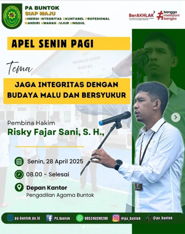 [Giat Apel Senin Pagi] Pembina Apel : Jaga Integritas Dengan Budaya Malu dan Bersyukur | (28/04/2025)