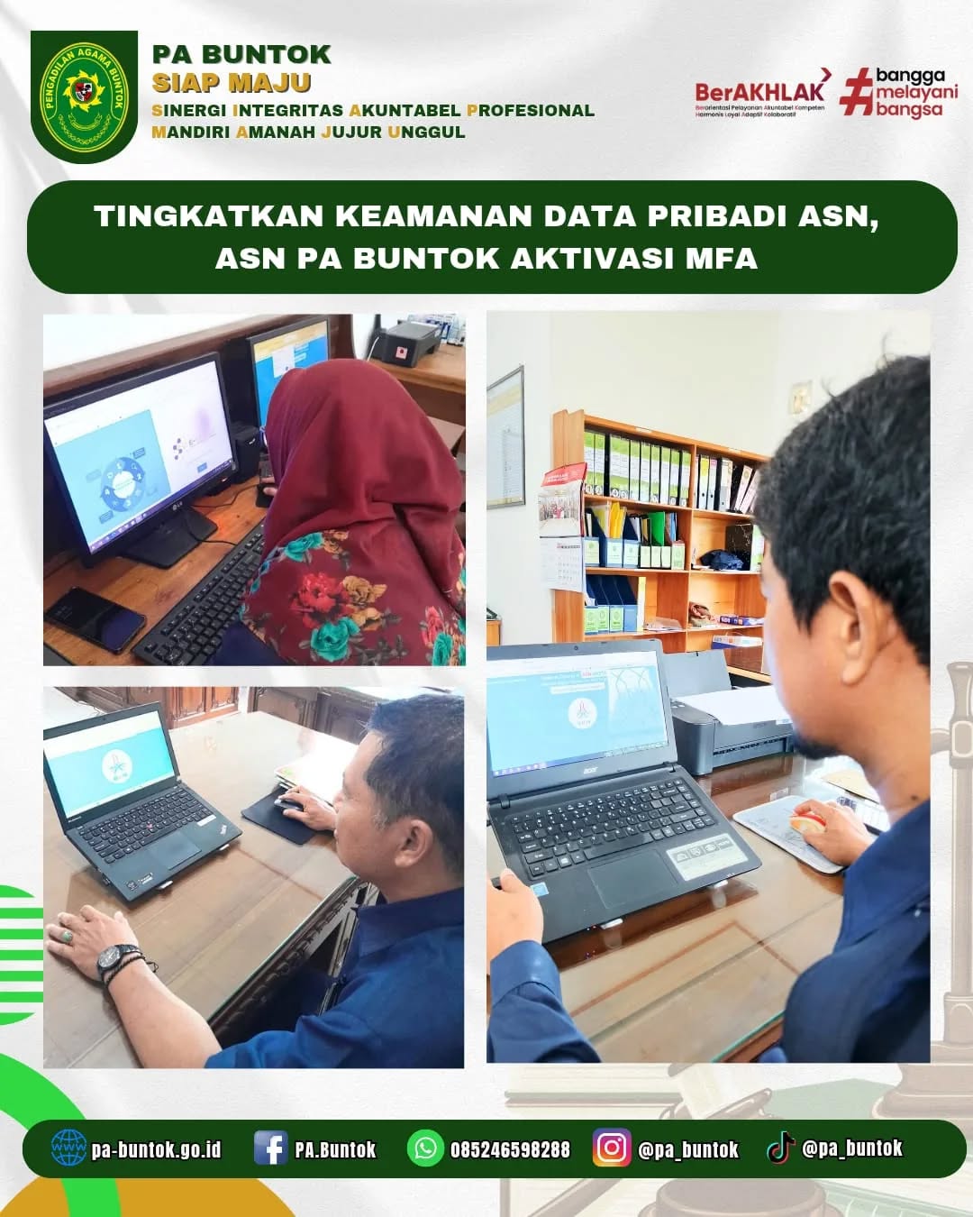 Tingkatkan Keamanan Data Pribadi ASN, ASN PA Buntok Lakukan Aktivasi MFA Aplikasi BKN (15/04/2025)