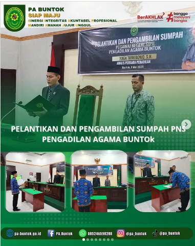 Pengambilan Sumpah PNS, Yoga Triwibowo, S.H. Sebagai PNS pada Pengadilan Agama Buntok | (08/05/2025)