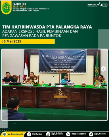 Tim Hatibinwasda PTA Palangka Raya Adakan Ekspose Hasil Pembinaan Dan Pengawasan di Pengadilan Agama Buntok | (06/05/2025)