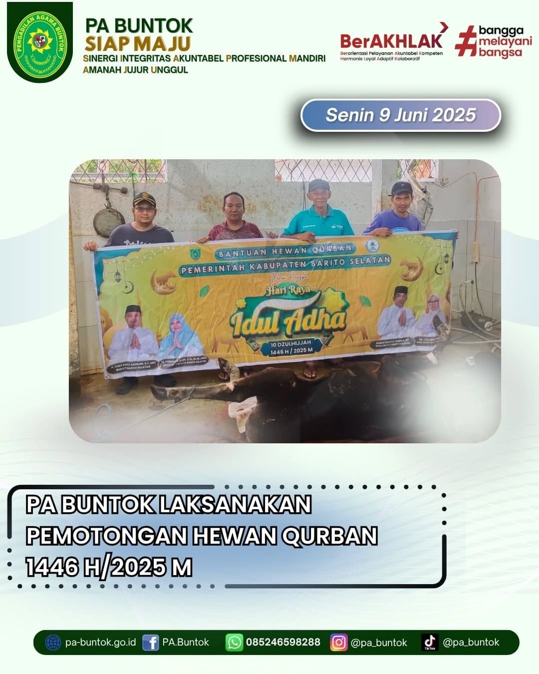 PA Buntok Laksanakan Pemotongan Hewan Qurban 1446 H/2025 M I (09 Juni 2025)