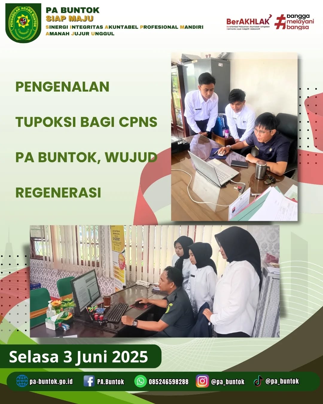 Kasubbag Kepegawaian Lakukan Pengenalan Tupoksi Bagi CPNS PA Buntok Sebagai Wujud Regenerasi I (03/06/2025)