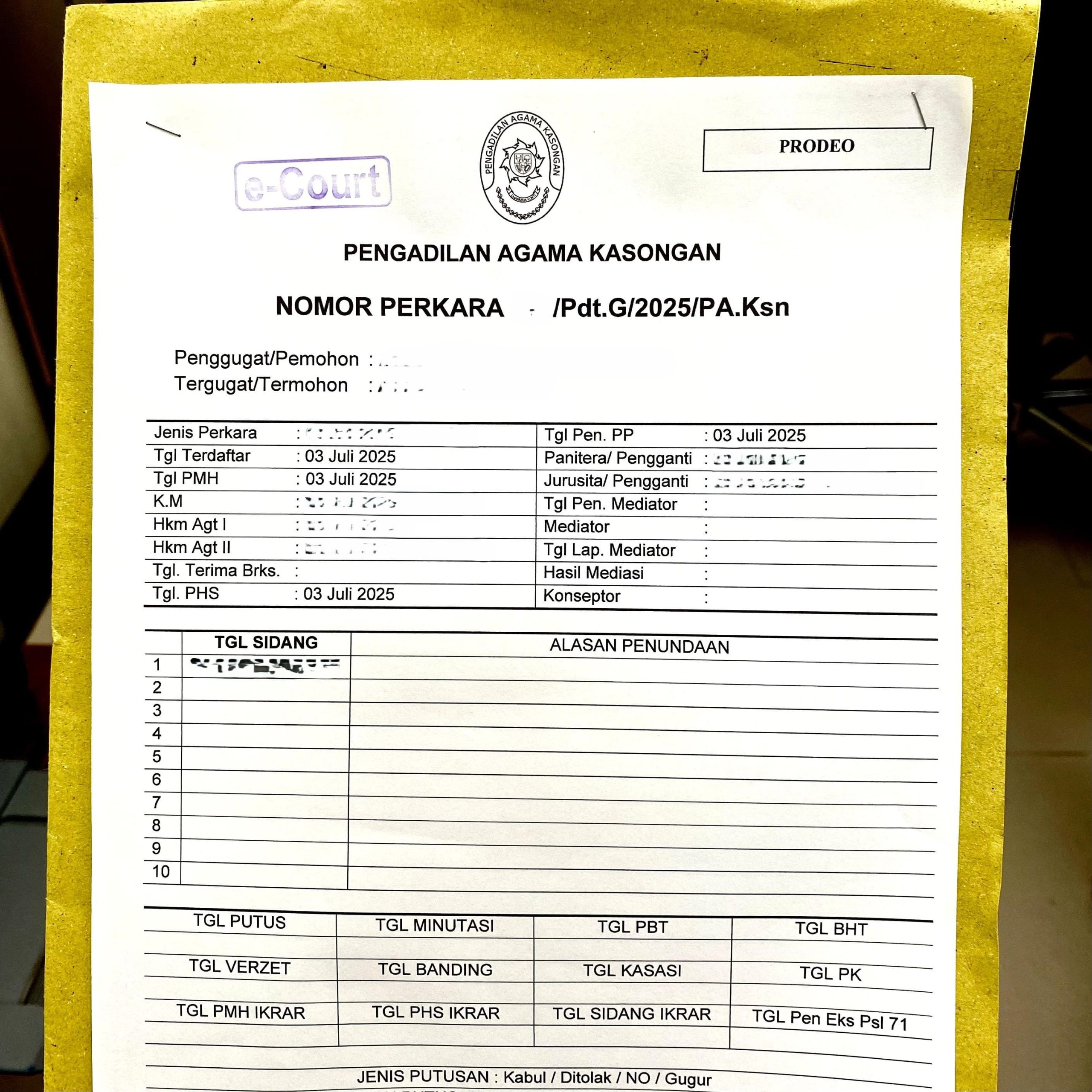 PA Kasongan Tuntaskan Perkara Prodeo Terakhir dari Lima Perkara yang Ditangani