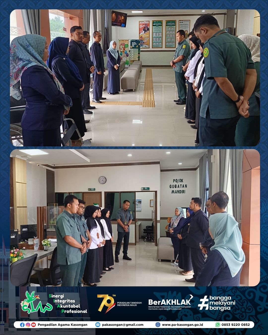Pimpinan dan Tim Kepaniteraan PA Kasongan Laksanakan Briefing Pagi di PTSP