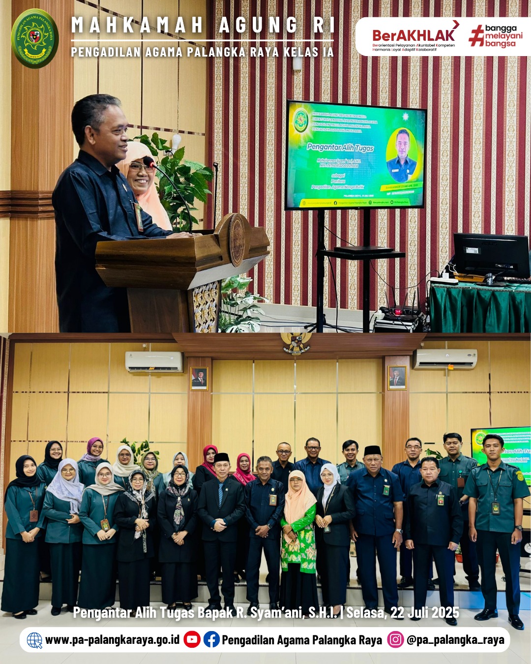 SUASANA HARU IRINGI PENGANTAR ALIH TUGAS BAPAK R. SYAM’ANI, S.H.I