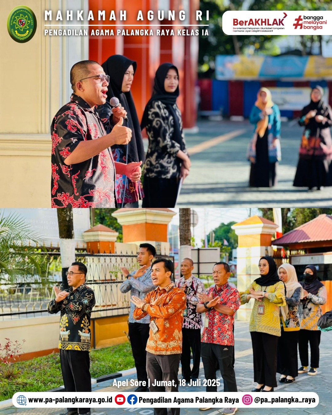 PELAKSANAAN APEL JUM’AT SORE DI PENGADILAN AGAMA PALANGKA RAYA 18 Juli 2025