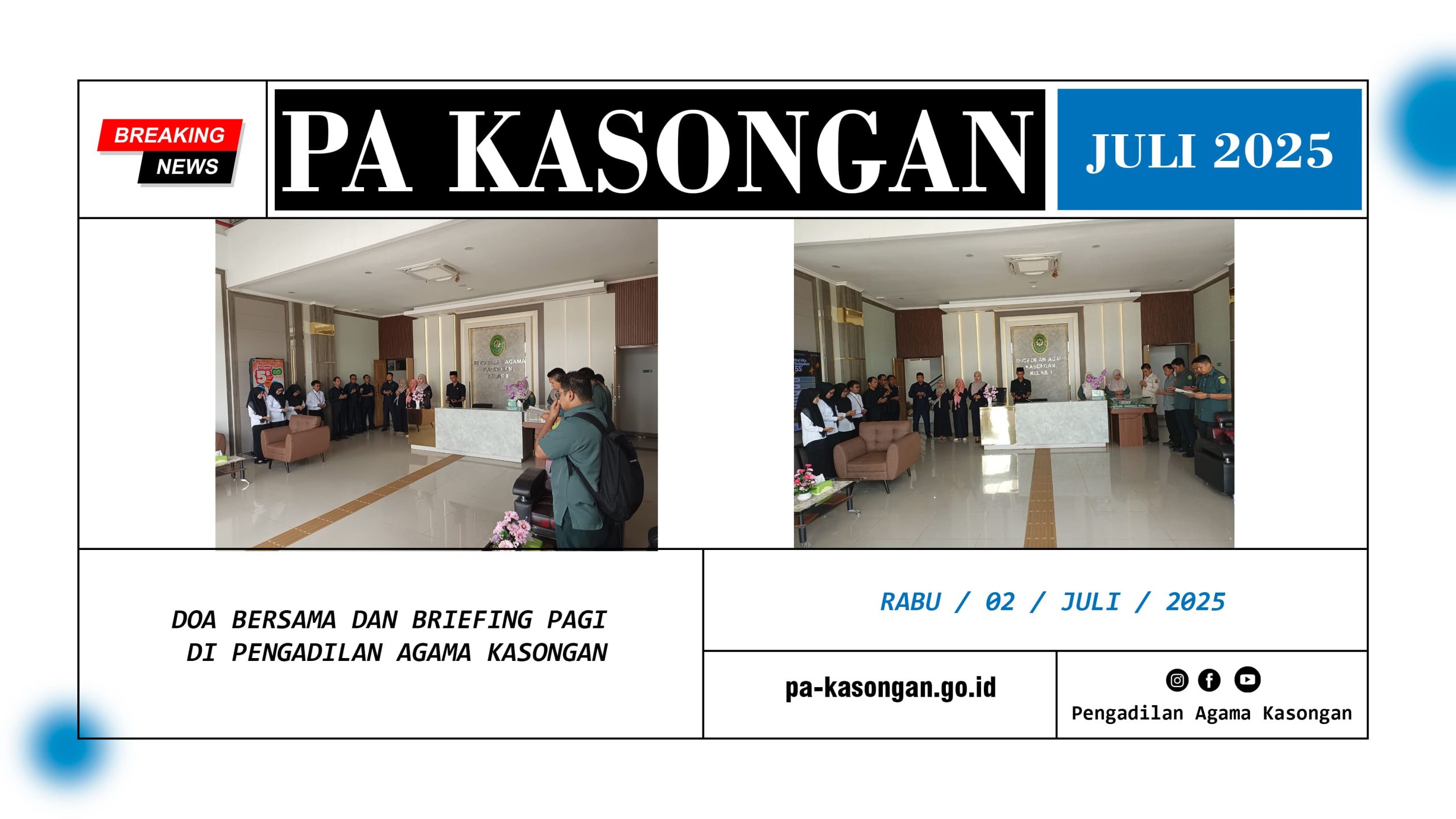 Doa Bersama dan Briefing Pagi di Pengadilan Agama Kasongan