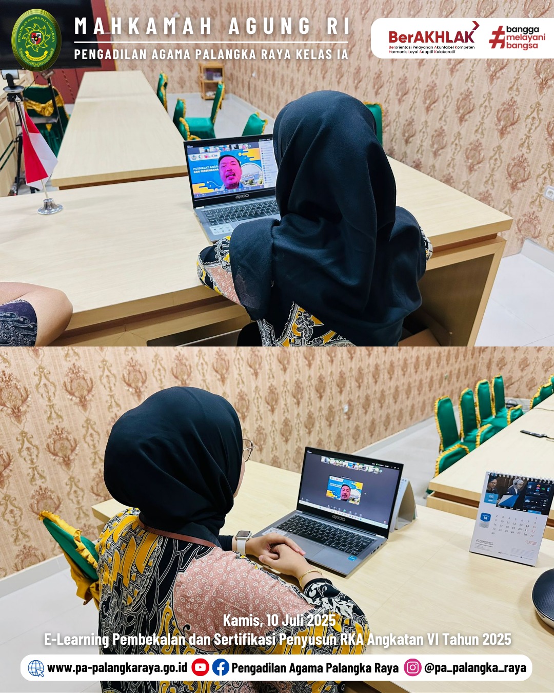 PA Palangka Raya Mengikuti E-Learning Pembekalan dan Sertifikasi Penyusun RKA Angkatan VI Tahun 2025