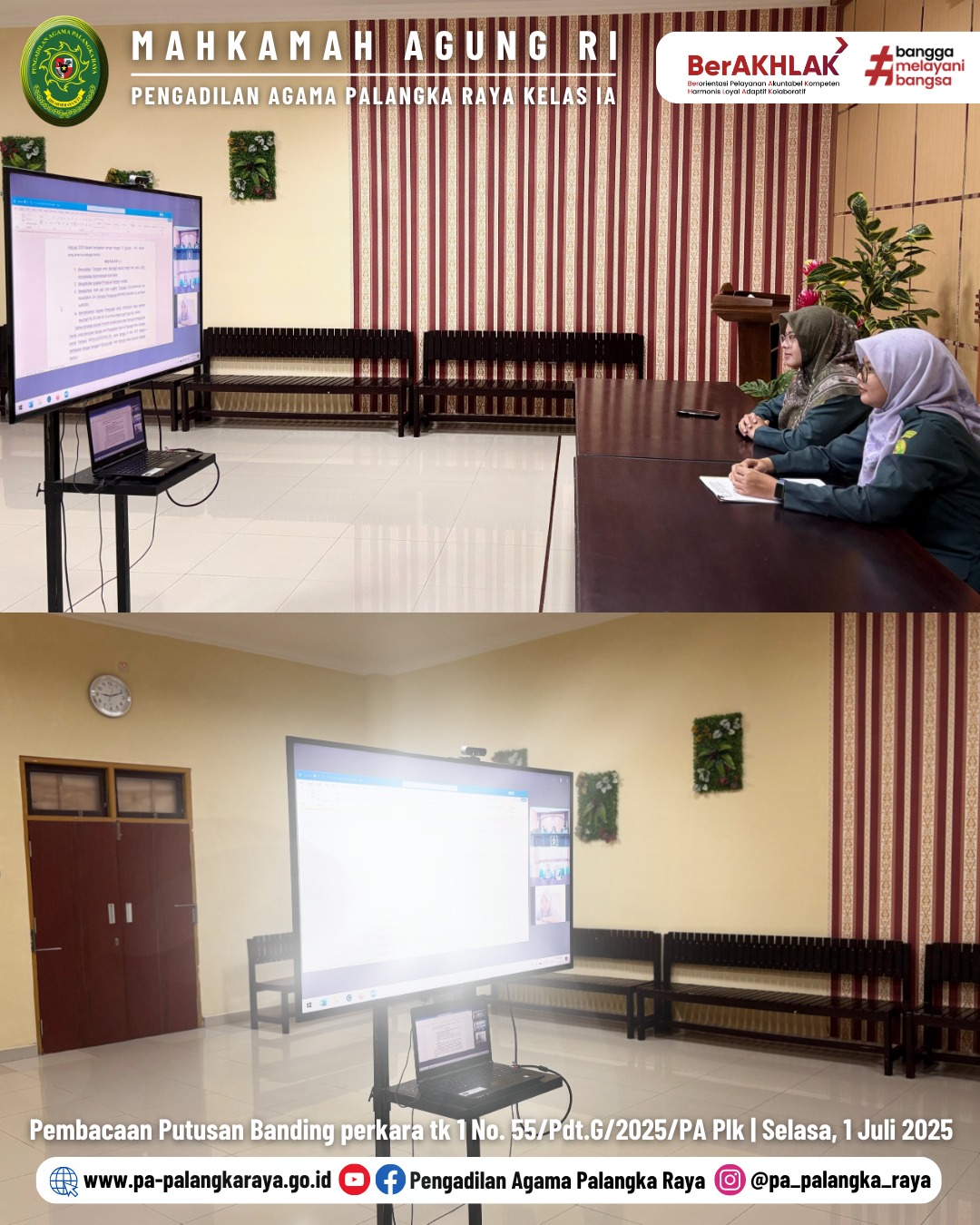PA Palangka Raya Mengikuti Pembacaan Putusan Banding Secara Daring