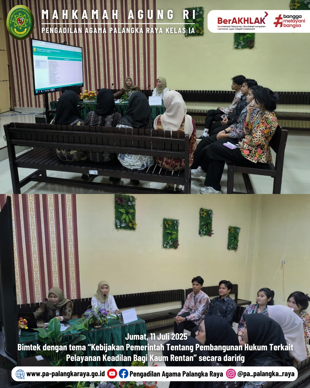 PA Palangka Raya dan PKBH STIH Habaring Hurung Sampit Berikan Materi tentang Gugatan dan Permohonan kepada Mahasiswa Magang