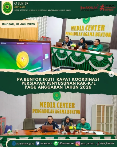 Pengadilan Agama Buntok Ikuti Rapat Koordinasi Persiapan Penyusunan RAK-K/L Pagu Anggaran Tahun 2026 | (31/07/2025)